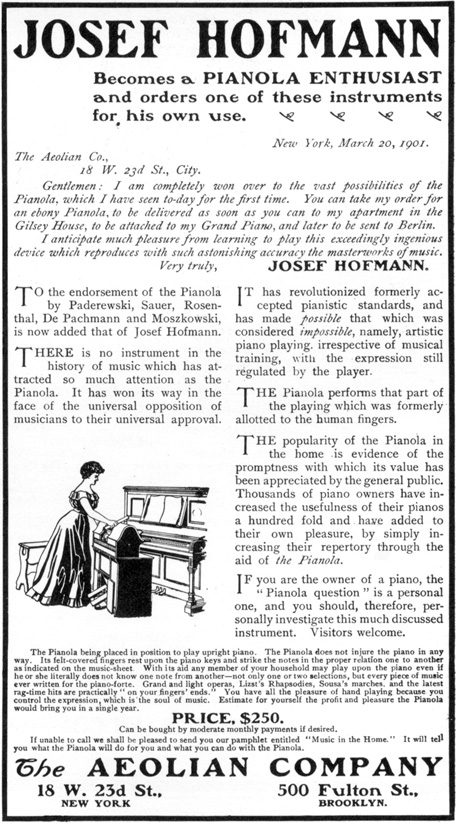 Aeolian 'Pianola' Piano Player