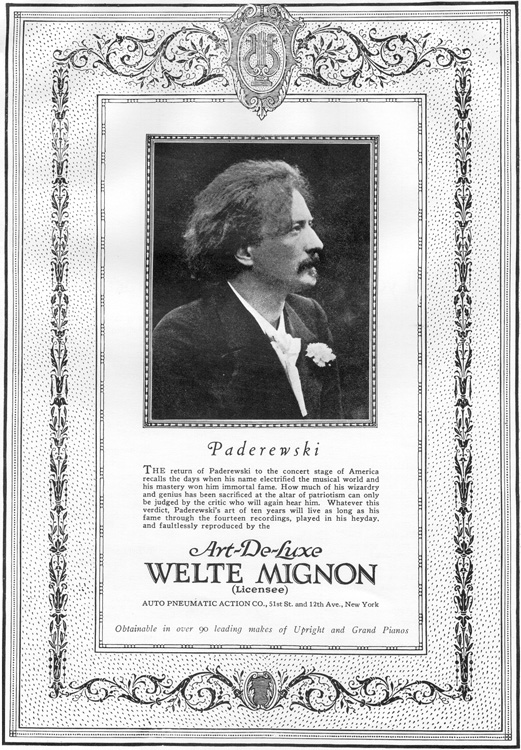 Advertisement for Welte-Mignon reproducing system